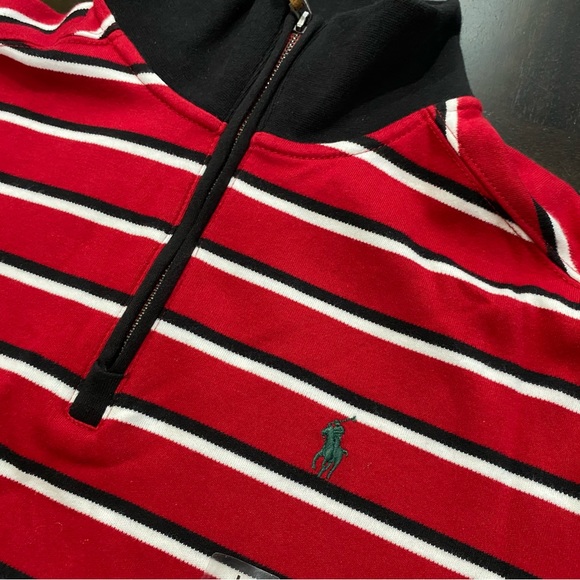 Size L (14-16)Polo Ralph Lauren Striped Boys Half Zipper Long Sleeve Shirt - Picture 6 of 6